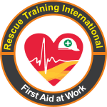 Logo of Rescue Training International's 'First Aid at Work' program.