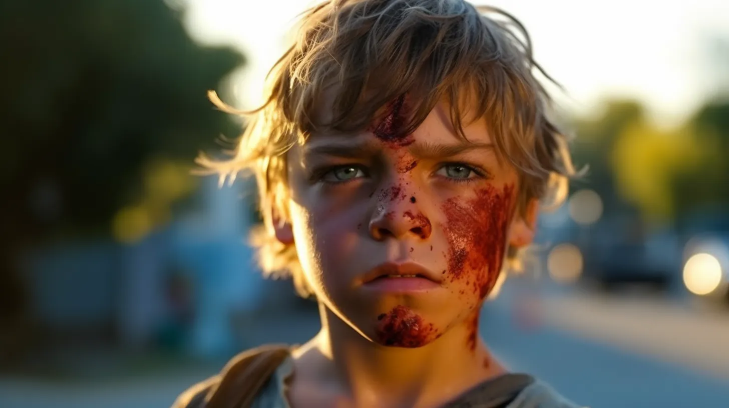 Boy who had an accident while playing on the street, a scene from On6 TEAM's certified 'Pediatric First Aid for Children and Infants' training program.